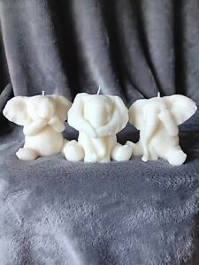 Handmade Elephant Candle/ Three Wise Elephants/ Soy Wax/ Gift/ Home Decoration 