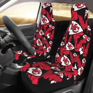 2pcs Kansas City Chiefs Elastic Car Seat Covers Hawaii Style Print Seat Cover - Picture 1 of 9