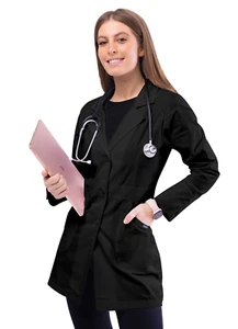 Abrigo de consulta de laboratorio médico con botones múltiples bolsillos cuello solapa Adar para mujer - Imagen 1 de 21