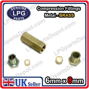 6mm x 8mm Tubo de Cobre Conector de Compresión RECTO Accesorio con TUERCAS n ACEITUNAS - Imagen 1 de 3