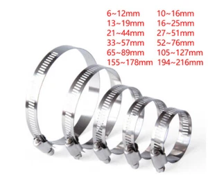 304 Stainless Steel Pipe Hose Clips Clamps For Flue Line Water Tube 6mm-213mm  - Picture 1 of 7