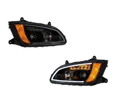 Par de faros de proyección de apagón para Kenworth T660 con intermitente LED  Foto 1 de 4