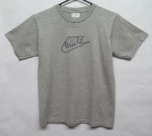 NWOT VTG Nike Gray Stitch Logo Swoosh T Shirt Sz Medium 10 12 Kids Youth - Picture 1 of 8