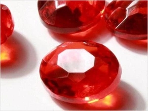Lot (12) Czech vintage oval faceted orange red glass rhinestones 12mm  - Picture 1 of 3