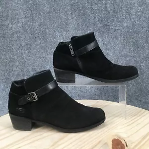 UGG Boots Womens 8.5 Ankle Booties Heels With Buckle Black Leather Zipper - Picture 1 of 17
