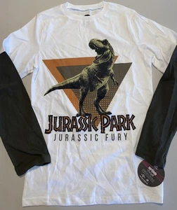 NEW Jurassic Park long sleeve Shirt kids size 12 white Jurassic FURY - Picture 1 of 7