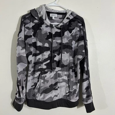 DKNY Women's Gray Camo Print Hoodie Long Sleeve Pullover Sweatshirt Medium - Image 1 of 4