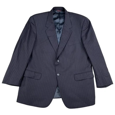 Savile Row Blazer Mens 46R Navy Pinstripe 2 button 100% Pure Wool Sports Coat Foto 1 de 4