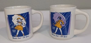 Set due tazzine caffè vintage Morton Salt Girl etichette 1956 1968 ottime condizioni - Foto 1 di 5