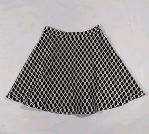 Diane Von Furstenberg Amelia Mikado Skirt Size 12 Black Geo Wool Silk Pockets - Picture 1 of 8