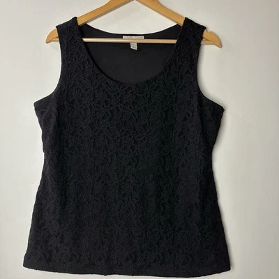 Camiseta sin mangas Dana Buchman de colección forrada de encaje negra caprichosa Y2K años 90 hada grunge L Foto 1 de 4