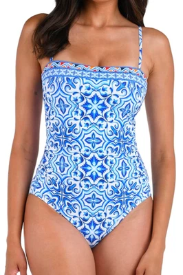 Traje de baño de una pieza azul La Blanca Bandeau Tummy Control para mujer talla 12 Foto 1 de 4