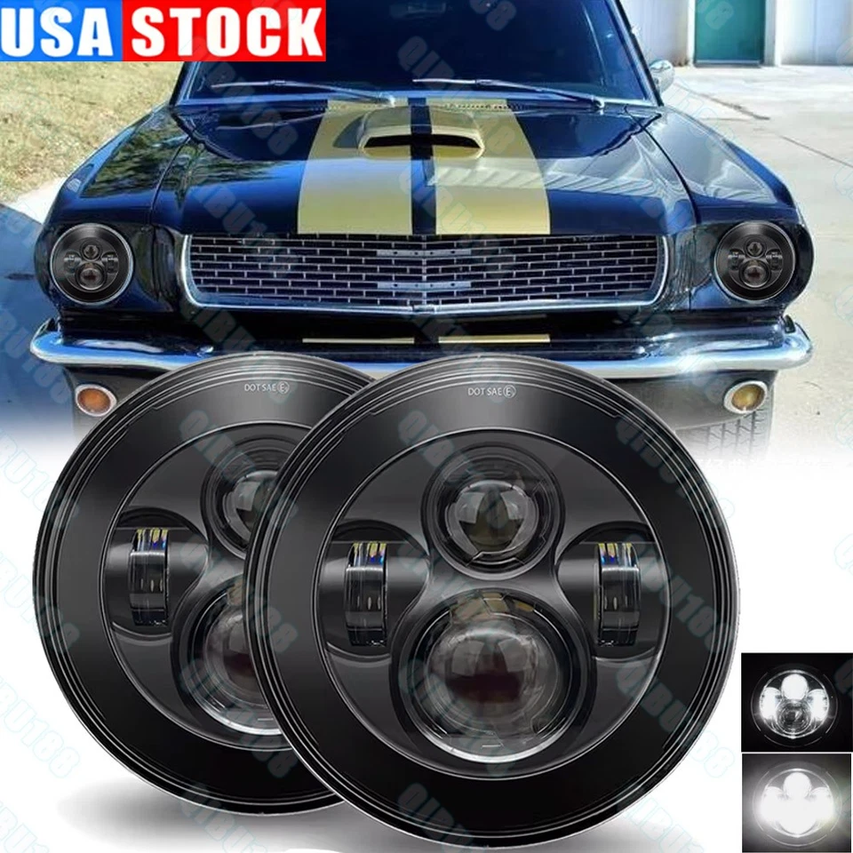 Faro LED redondo proyector de 7" haz alto/bajo 2 piezas para Chevy C10 C20 C30 G10 G20 Foto 1 de 4