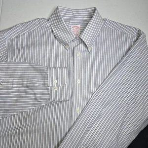 Brooks Brothers 1818 Madison Hombre L 16.5 X 34/35 Manga Larga Púrpura Azul 1235 - Imagen 1 de 7