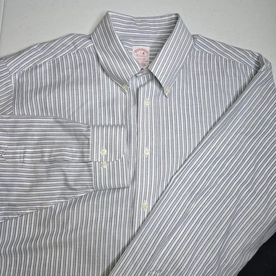 Brooks Brothers 1818 Madison Hombre L 16.5 X 34/35 Manga Larga Púrpura Azul 1235 Foto 1 de 4