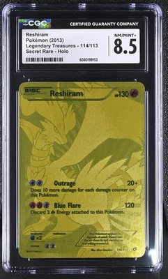 CGC 8.5 Reshiram 2013 Legendary Treasures 114/113 Secret Rare Holo Pokemon Card - Image 1 of 2