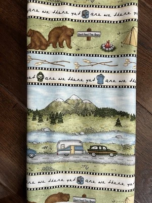 Maywood Studios Are We There Yet? Kris Lammers 1 1/2 Yards - Camping Fabric VTG - Image 1 of 2