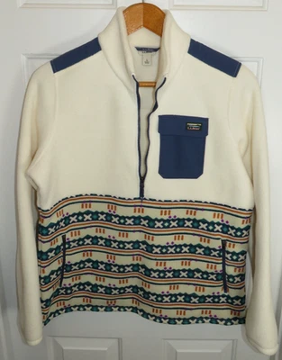 L.L. Pullover híbrido polar Bean Aztec Sherpa 1/2 cremallera para mujer LG Fair Isle nuevo sin etiquetas Foto 1 de 4