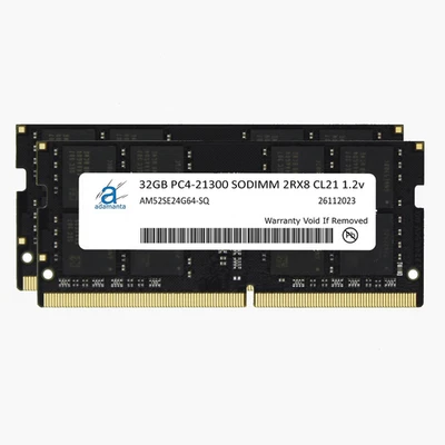 Adamanta 64GB (2x32GB) DDR4 2666MHz PC4-21300 SODIMM Laptop Memory RAM Upgrade - Image 1 of 2