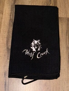 Wolf Creek Golf Microfiber Embroidered Golf Cleaning Towel 20x12 Black - Picture 1 of 2