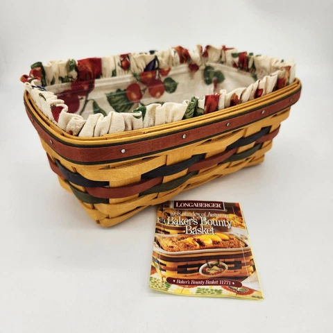 Longaberger 1998 Shades of Autumn Bakers Bounty Basket+Liner+Protector+Card FALL Cover