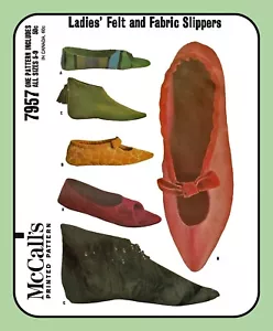 ZAPATILLAS BOTAS de fieltro o tela zapato suave McCALL'S 7957 de colección 1965 patrón de costura - Imagen 1 de 5