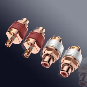 Viborg 4xRC102 High End Pure Red Copper Audio Video RCA Plug Socket Connectors - Picture 1 of 11