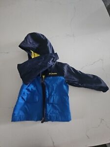 Toddler Boys blue navy COLUMBIA Rain-Zilla Hooded Rain coat JACKET 3T 