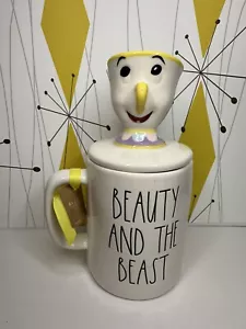 Rae Dunn Disney Princess Beauty & The Beast Double Sided Mug W Chip Topper NWT - Picture 1 of 7
