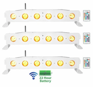 (3) Rockville BEST STRIP 60 White Rechargeable Wash Light Bars w/Wireless DMX - Picture 1 of 9