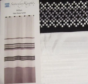 Saturday Knight Milan Black White Gray Fabric Shower Curtain - Picture 1 of 2