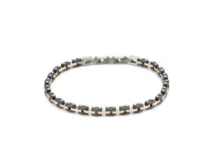 Pulsera Hombre BOCCADAMO Man de Acero Negro Y Rosas ' ABR675RS - Imagen 1 de 2