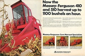 Anuncio impreso de 2 piezas de tractor agrícola combinado Massey Ferguson MF 300 410 y 510 - Imagen 1 de 2