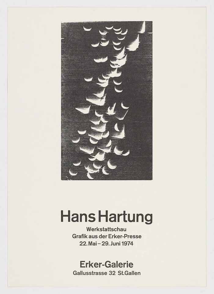 汉斯哈敦德国艺术家 1974 年原版老式木刻海报 — 第 1/1 张图片