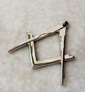 Masonic Master Mason Square & Compass Cut Out Car Auto Emblem Silver DMCE19 - Picture 1 of 5