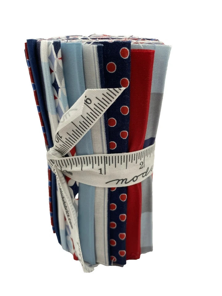 Moda Fabric 5" Strip Roll Red/White/Blue NEW - Image 1 of 4