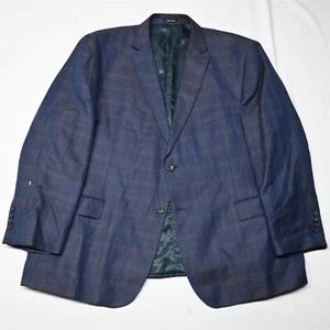 Pronto Uomo Platinum 54R Blue Check Linen Blazer Jacket Sport Coat - Picture 1 of 12