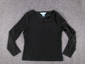 LL Bean Top Women Small Black Worm Thermal Base Layering Capsule V Neck Camp - Picture 1 of 9