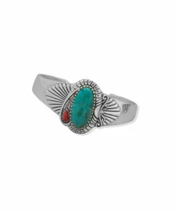 Pulsera Turquesa Reconstituida con Jaspe Rojo Plata de Ley - Imagen 1 de 1