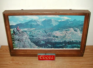 VINTGE COORS 21" X 31" WALL MOUNT WOOD GRAIN FRAMED LIGHTED SHADOW BOX BEER SIGN - Picture 1 of 12