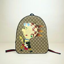 Gucci Kid's Brown Coated Canvas Punky Friend/GRG Web Straps Backpack 433578 8671