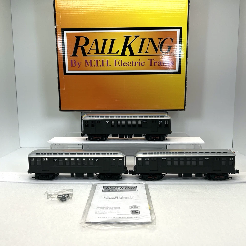 MTH RailKing 30-2759-1 New York Transit Green Q Type 3Car Subway Set PS.2 O Used - Image 1 of 4