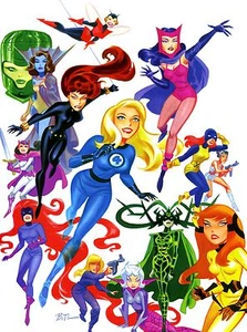 The WOMEN Of MARVEL Pin Up Print by Bruce Timm Avengers X-Men Inhumans Villains - Picture 1 of 1