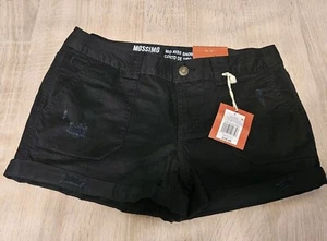 Women's Utility Shorts - Mossimo Supply Co. NWT Distressed Mid Rise Black Sz 2 - Picture 1 of 6