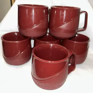 NOS 6 Aladdin Temp Rite Allure Burgundy Red Coffee Cups Mugs Stacking Camping - Picture 1 of 5