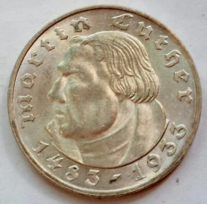 Germany, 2 Reichsmark 1933 A, Martin Luther 2 mark, Silver coin - Picture 1 of 2