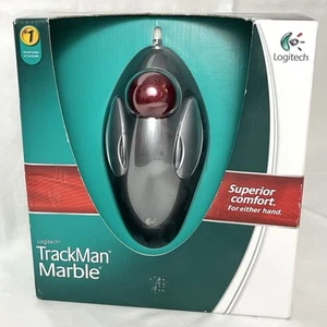 New/Sealed Logitech Trackman Marble Computer Mouse Trackball Wired 910-000806 - Afbeelding 1 van 7