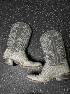Tony Lama 8501 Black Gray Elephant Print Leather Cowboy Boots Mens 9D - Picture 1 of 10