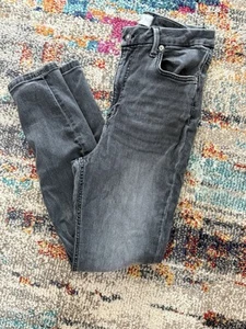 Free People Skinny Jeans Charcoal Wash Black Stretch Women’s Size 30 - Picture 1 of 10