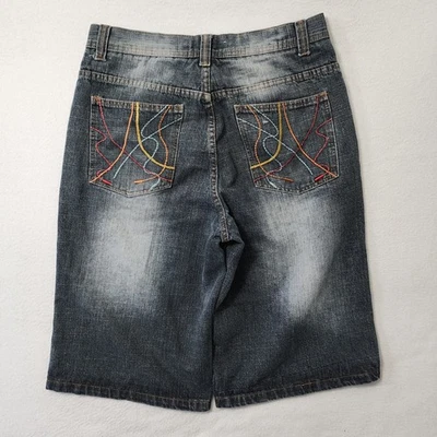 Pantalones Cortos Sueltos Vintage Y2k Indigo 30 Para Hombre 34 (Se Adapta a 32 Azul Desvanecido Patinador Estilo Coogi Foto 1 de 4